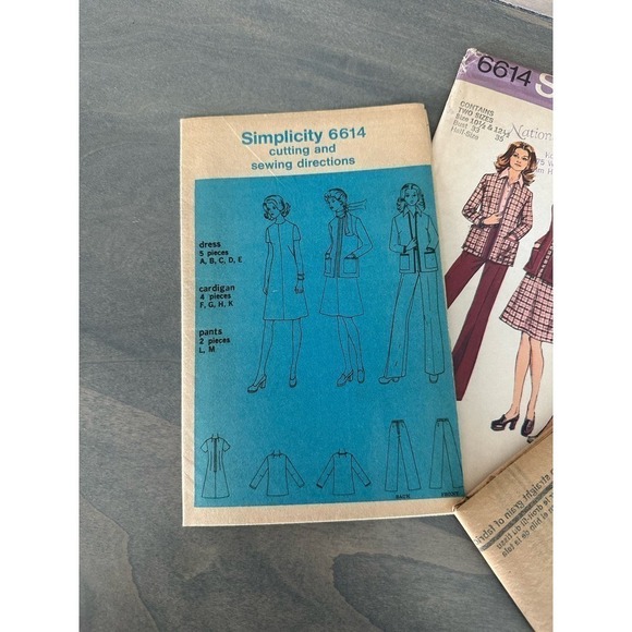 Simplicity Vintage Uncut Misses Cardigan Dress and Pants Size 10.5/12.5 No 6614 - Picture 6 of 7